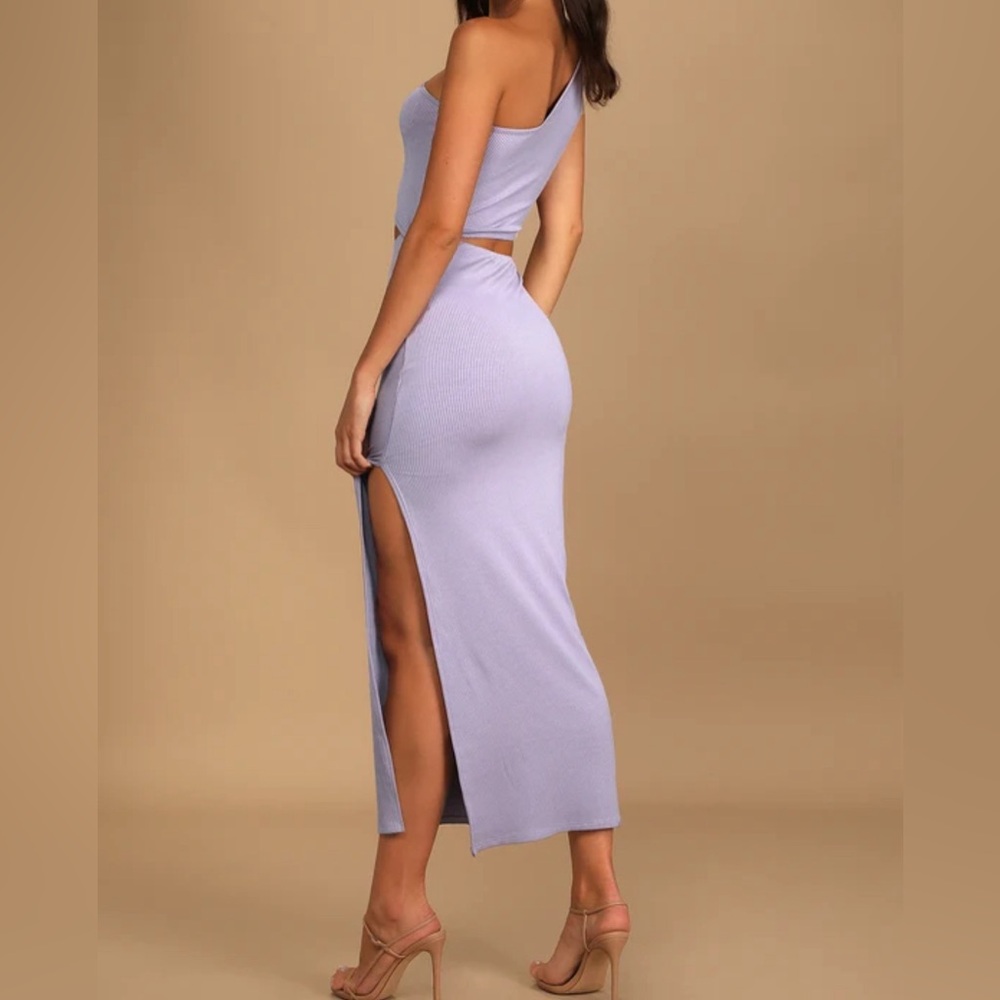 Lulu’s Lavender Ribbed CutOut Dress - Picture 5 of 8